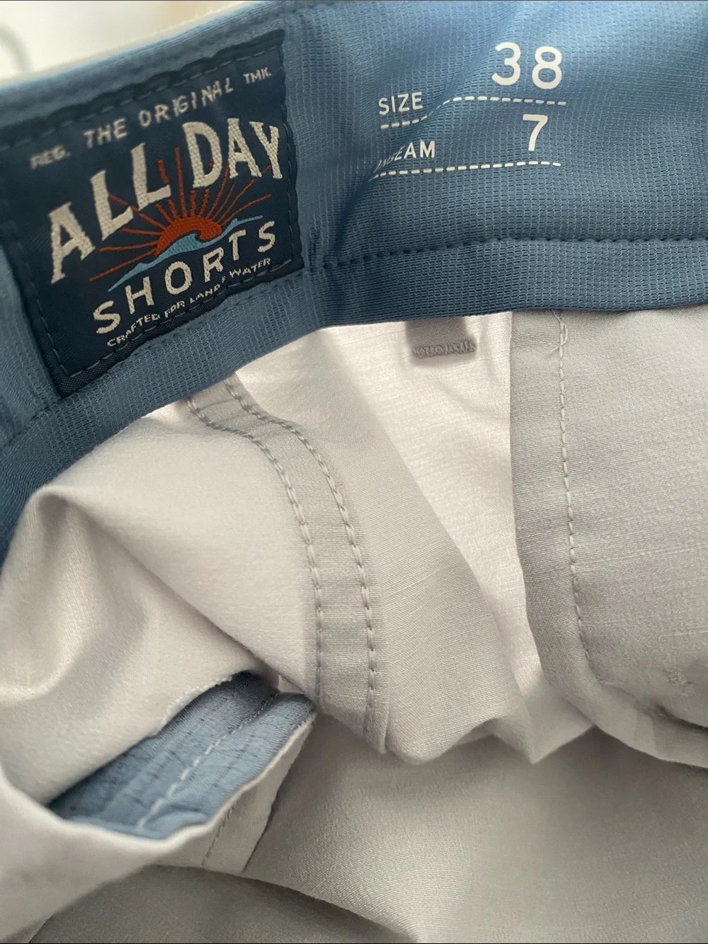 Faherty All Day Shorts 7” Inseam Stone Gray Size 38